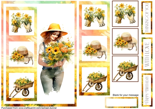Golden Sunflowers Simple Squares C5