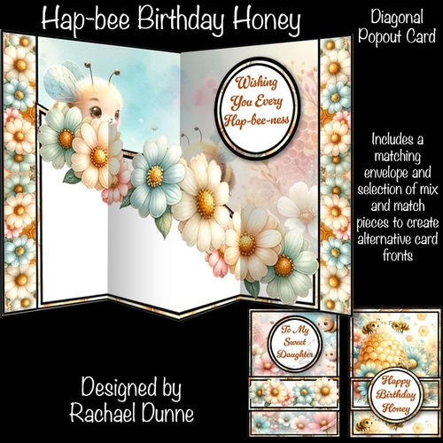 Hap-bee Birthday Honey Diagonal Popout Card
