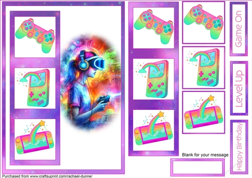 Gamer Girl Simple Squares C5