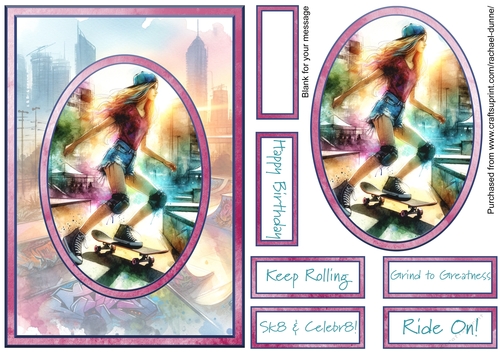 City Skater Girl Simple Oval