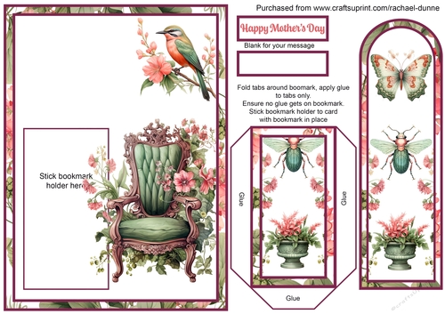 Botanical Reading Nook Mothers Day Bookmark Card