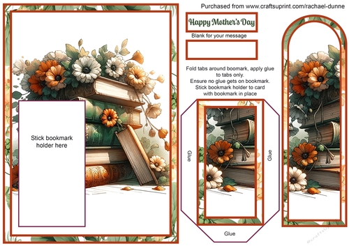Books & Orange Flowers Mothers Day Bookmark Card