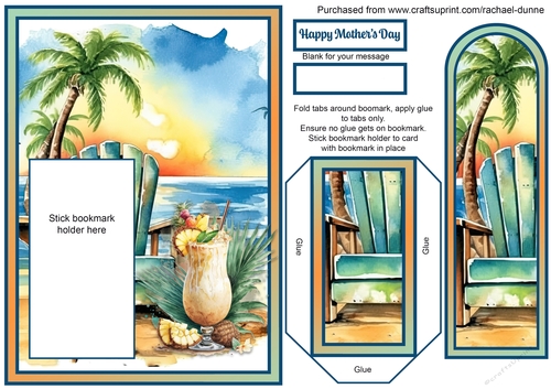 Cocktail on the Beach Mothers Day Bookmark Card