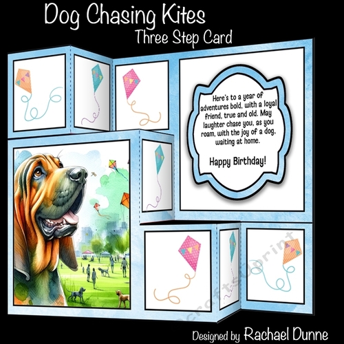 Dog Watching Kites Three Step Card