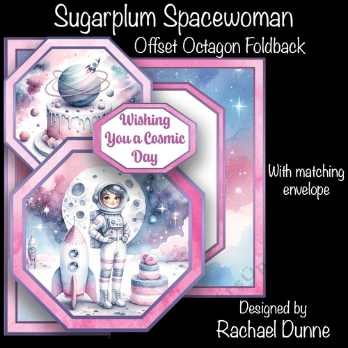 Sugarplum Spacewoman Offset Octagon Foldback Card