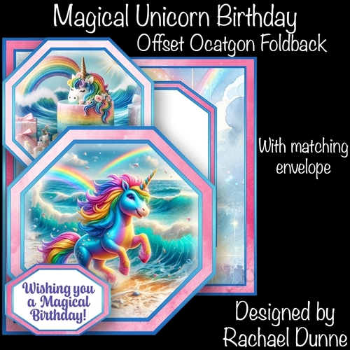 Magical Unicorn Birthday Offset Octagon Card