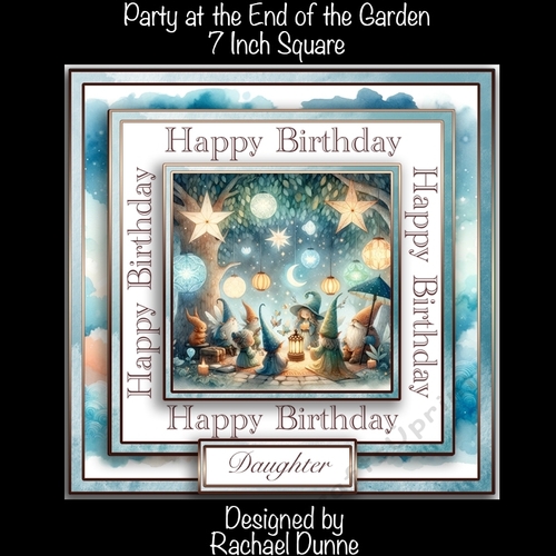 Birthday Party at the End of the Garden 7 inch Square