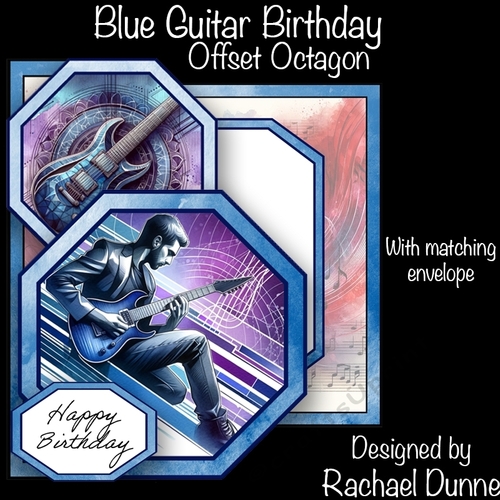 Blue Guitar Birthday Offset Octagon