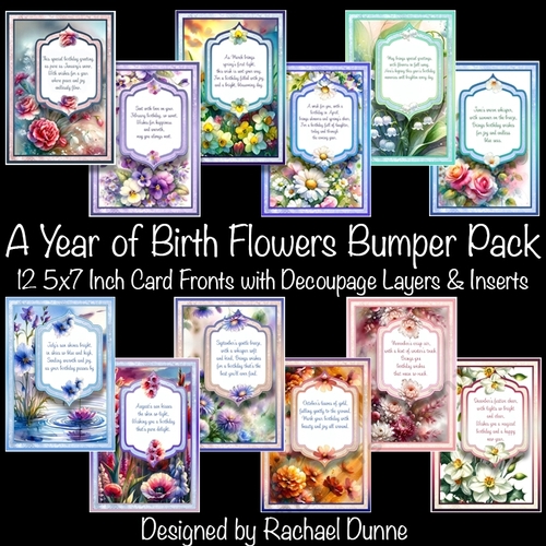 A Year of Birth Flowers 5x7 Bumper Kit