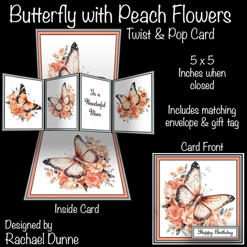 Butterflies with Peach Flowers Twist and Pop