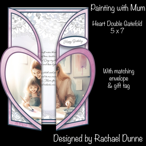 Painting with Mum Heart Shaped Double Gatefold 5 x 7