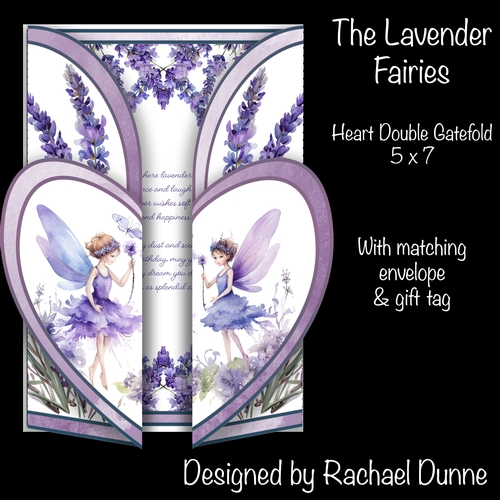 The Lavender Fairies Heart Shaped Double Gatefold 5 x 7
