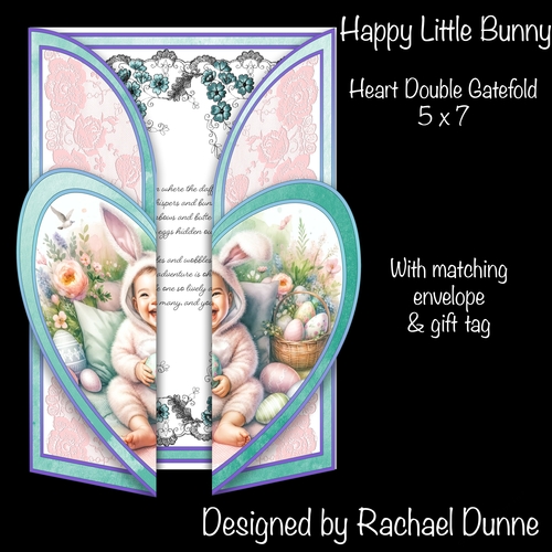 Happy Little Bunny Bunny Heart Shaped Double Gatefold 5 x 7