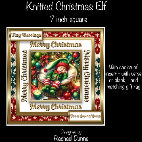 Knitted Christmas Elf 7 Inch Square 