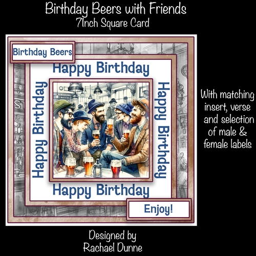 Birthday Beers with Friends 7 Inch Square