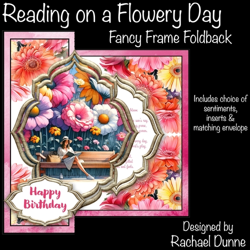 Reading on a Flowery Day Fancy Frame Foldback