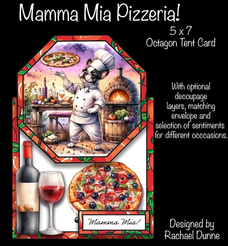 Mamma Mia Pizzeria 5 x 7 Octagon Tent Card