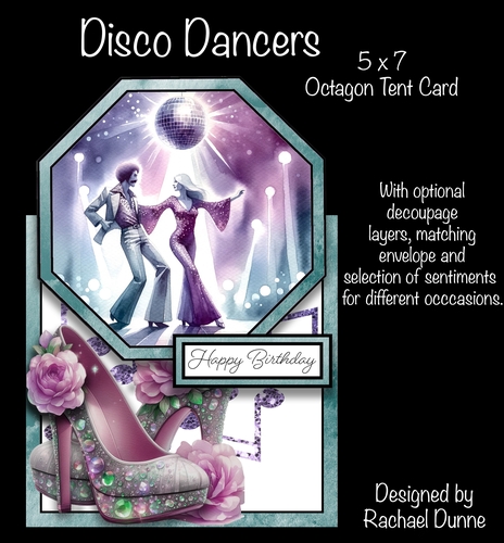 Disco Dancers Octagon Tent Card