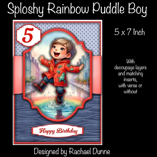 Sploshy Rainbow Puddle Boy 5 x 7 Inch