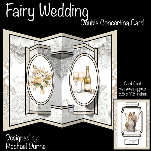 Fairy Wedding Couple Double Concertina Card