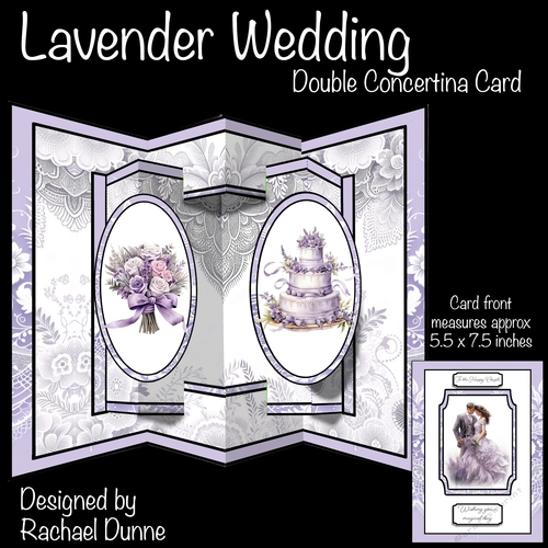 Lavender Wedding Couple Double Concertina Card