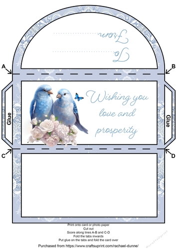 Blue Love Birds Wedding Money Wallet