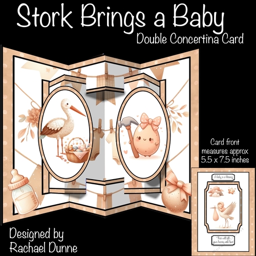 Stork Brings a Baby Double Concertina Card