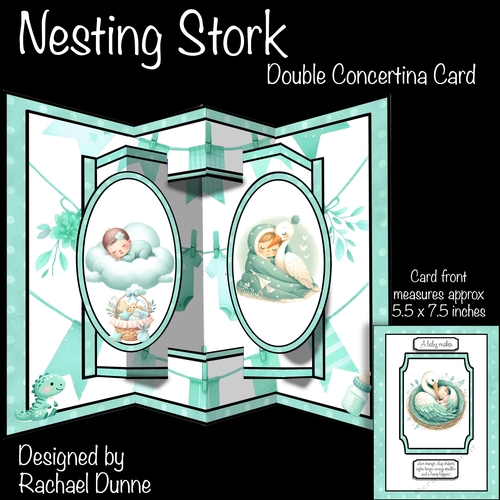 Nesting Stork Double Concertina Card