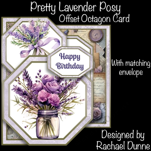 Pretty Lavender Posy Offset Octagon Card