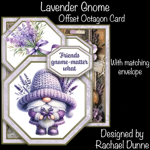Lavender Gnome Offset Octagon Card