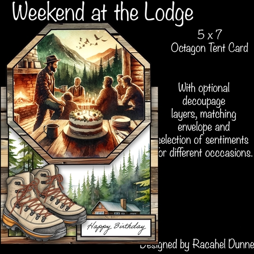 Weekend at the Lodge Octagon Tent Card