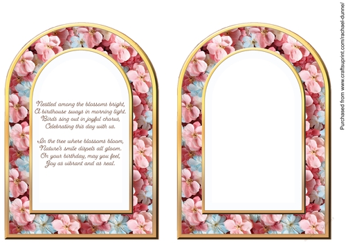 Birdhouse in the Blossoms Gold Arch 5 x 7 Insert