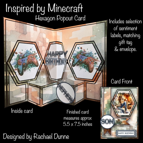 Inspired by Minecraft Hexagon Popout Card