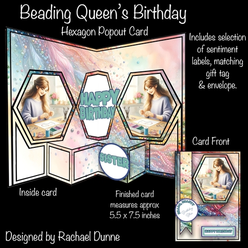 Beading Queens Birthday Hexagon Popout Card