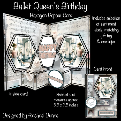 Dancing Queens Birthday Hexagon Popout Card