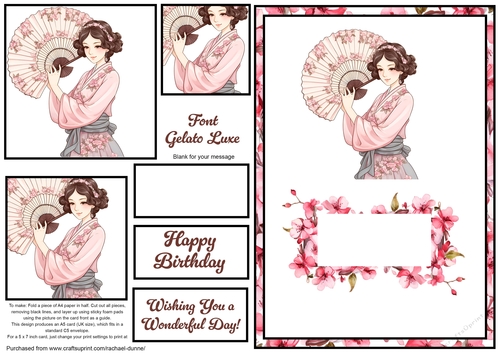 Japanese Fan Girl Pyramid Front Card