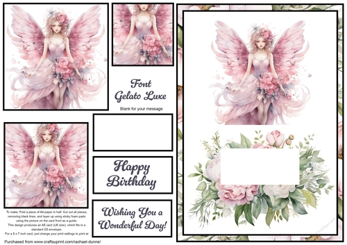 Pink Peony Fairy Pyramid Front Card
