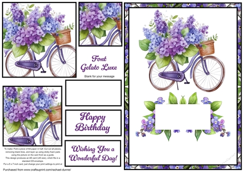 Forget Me Not Bicycle Pyramid Front Card