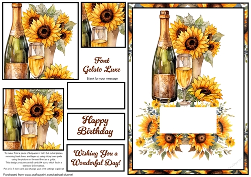 Champagne & Sunflowers Pyramid Front Card