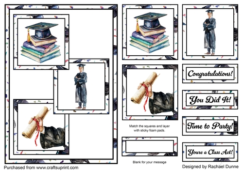 Male Graduate Books Three Squares