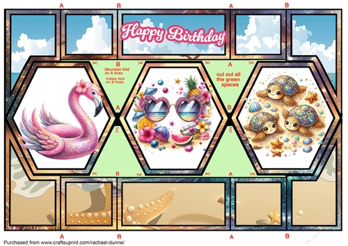 Beach Flamingo Hexagon Shutter Card