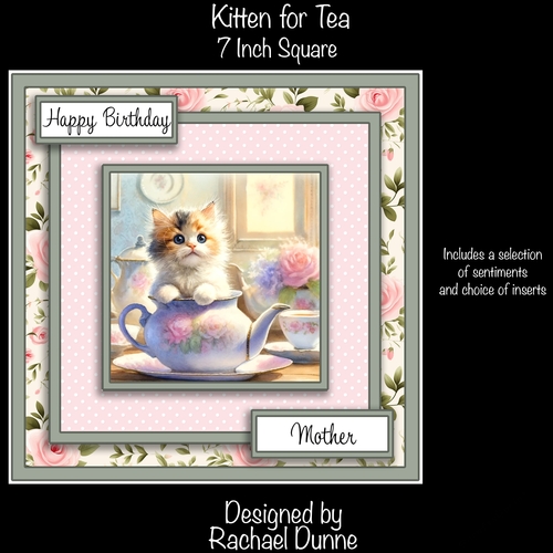 Kitten for Tea 7 Inch Square Card