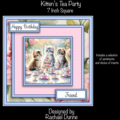 Kittens Tea Party 7 Inch Square Card