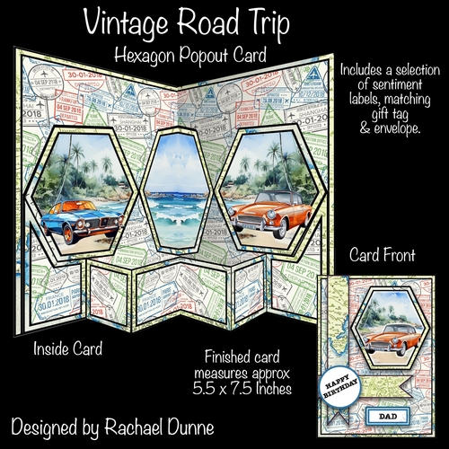 Vintage Road Trip Hexagon Popout Card