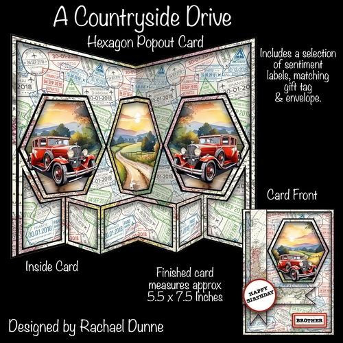 A Countryside Drive Hexagon Popout Card