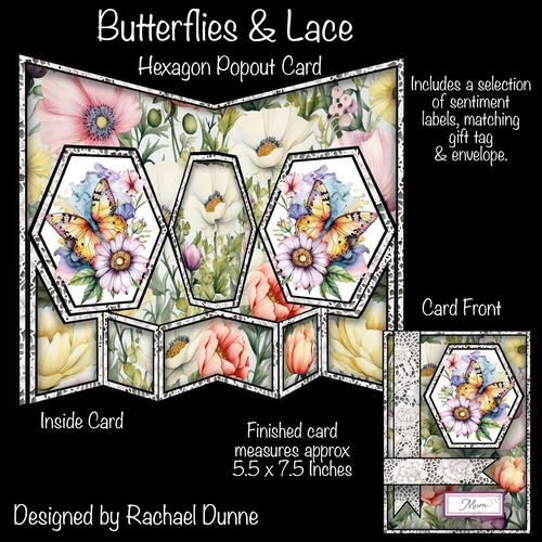 Butterflies & Lace Hexagon Popout Card