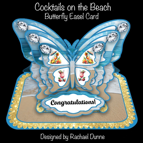 Cocktails on the Beach Butterfly Easel Card
