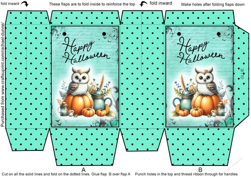 Teal Teatime Owl Mini Gift Bag