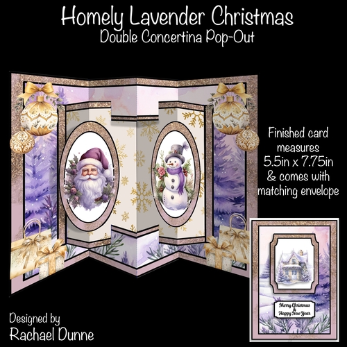 Homely Lavender Christmas Double Concertina Pop-out