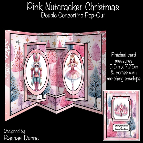 Pink Nutcracker Christmas Double Concertina Pop-out